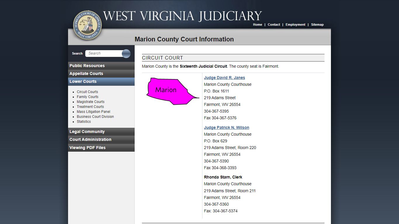 Marion County Court Information - West Virginia Judiciary - courtswv.gov